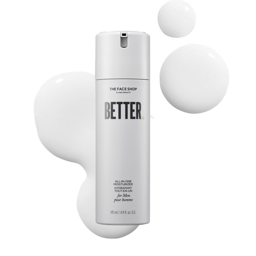 The Face Shop Better All-in-one Man Daily Face Moisturizer product shot highlights lightweight, non-sticky hydration for post-shave skin.