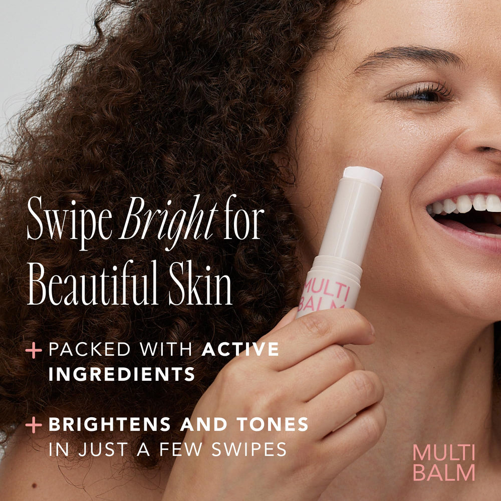 The Face Shop Brightening Care Multi Balm glow-stick application on skin for instant radiance.