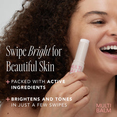 The Face Shop Brightening Care Multi Balm glow-stick application on skin for instant radiance.