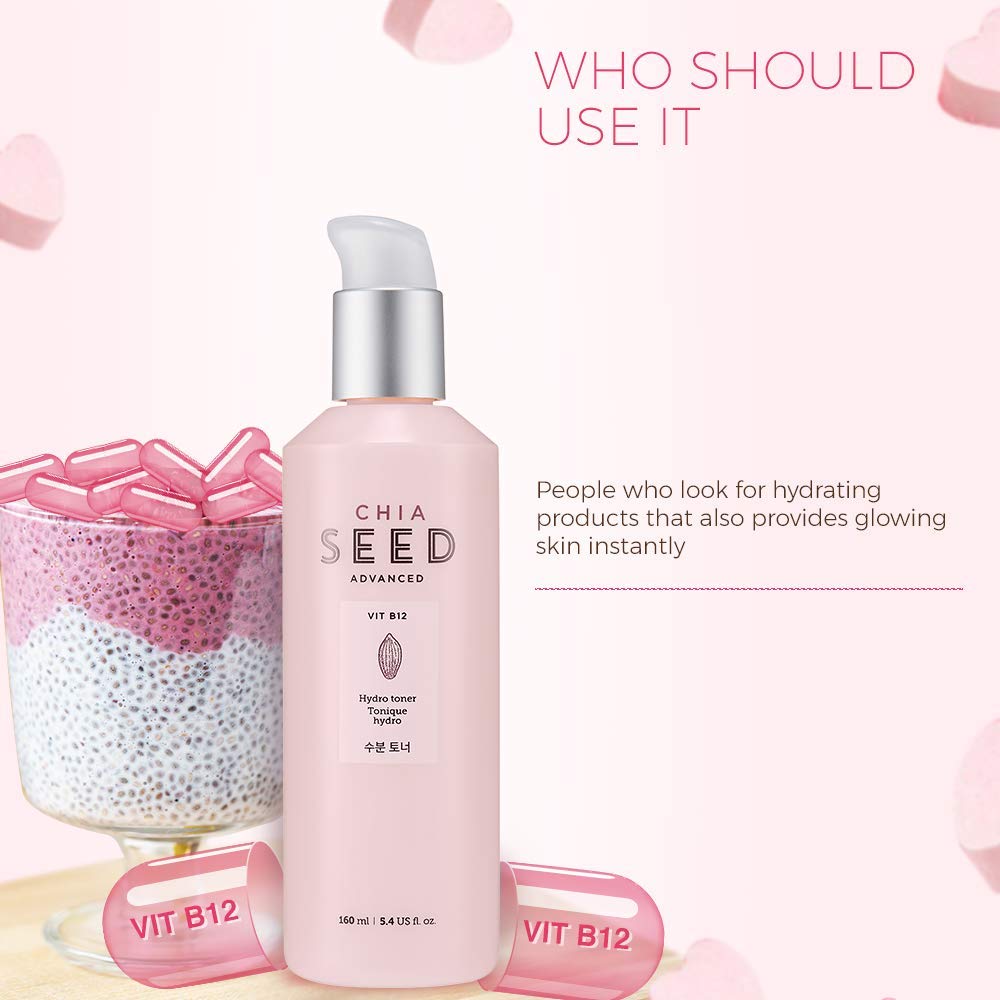 The Face Shop Chia Seed Hydro Toner premium packaging conveys a luxurious skincare experience.