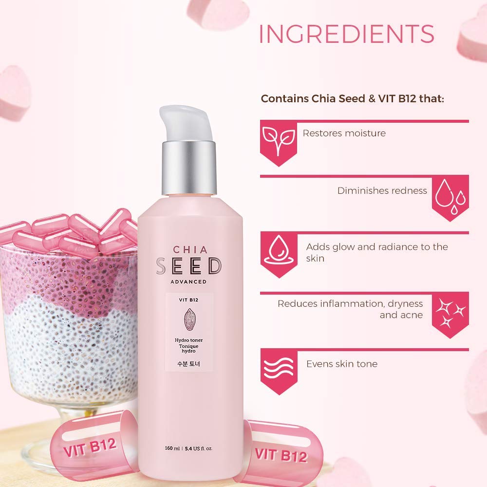 The Face Shop Chia Seed Hydro Toner texture reveals a light, soothing liquid for daily care.
