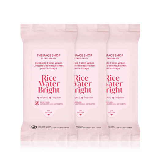 The Face Shop Glamzilla Rice Water Bright wipes front-pack for daily cleansing