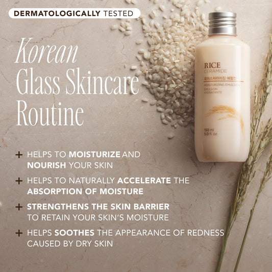 The Face Shop Rice Ceramide Emulsion tube delivering silky, lasting moisture.