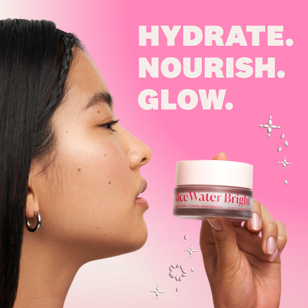 The Face Shop Rice Water Bright cream being applied for instant hydration