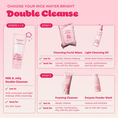 Rice Water Bright packaging and tube emphasizing vegan-friendly skincare.