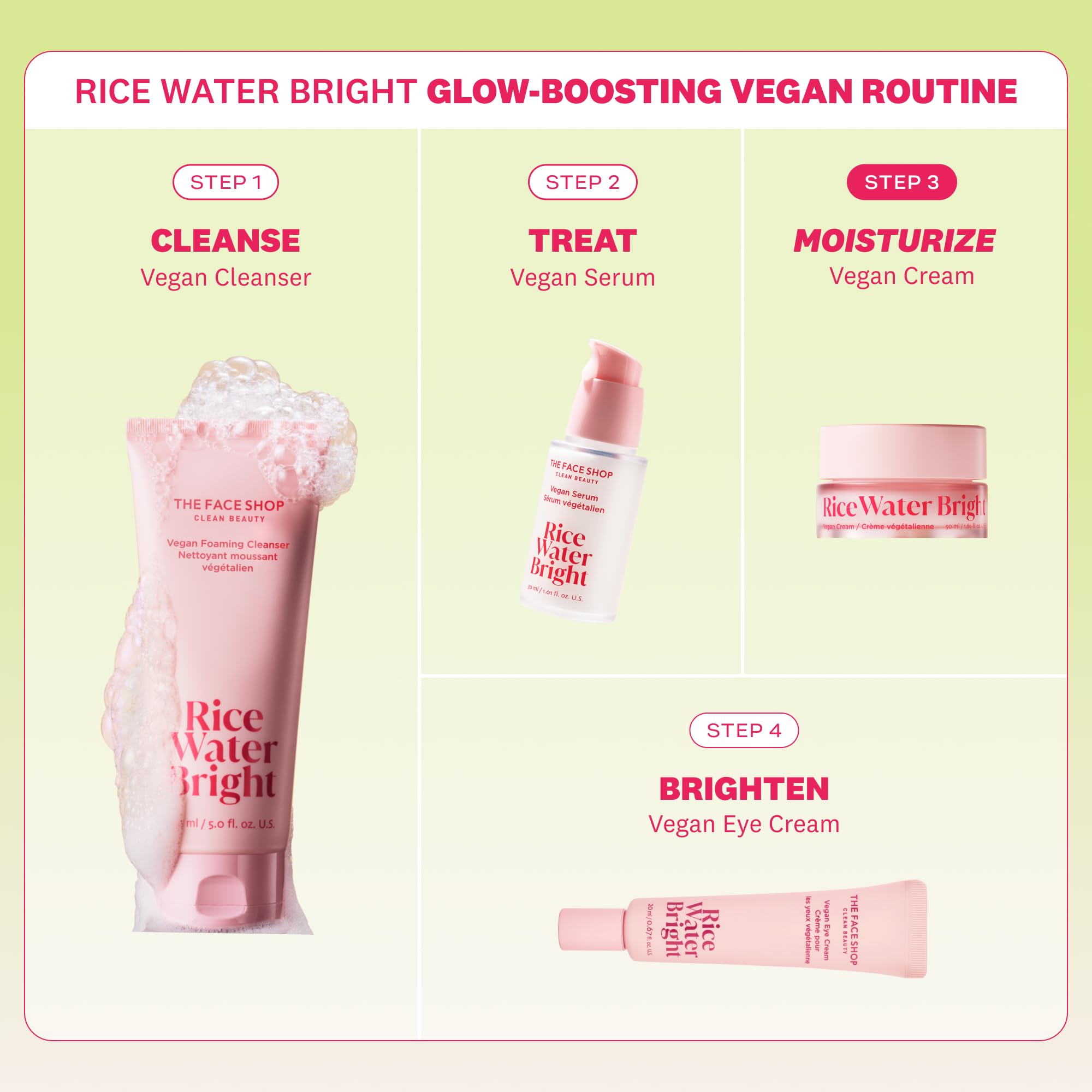 The Face Shop Rice Water Bright skincare packaging displayed on a clean surface