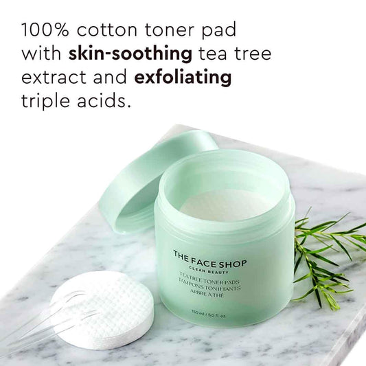 Packaging of The Face Shop Tea Tree Toner Pads for on-the-go refreshing routines.