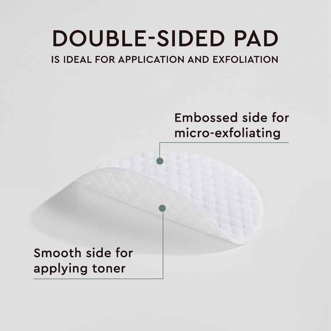 Swipe action with The Face Shop pad demonstrates exfoliation without harsh rubbing.