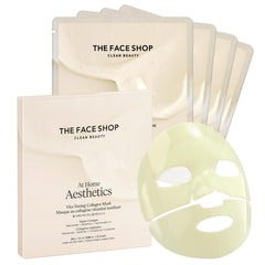 The Face Shop Vita-Toning vegan collagen mask hydrogel sheet ready for application, boosting hydration.