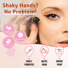 The Flick Stick winged-eyeliner-stamp action shows stamping in seconds.