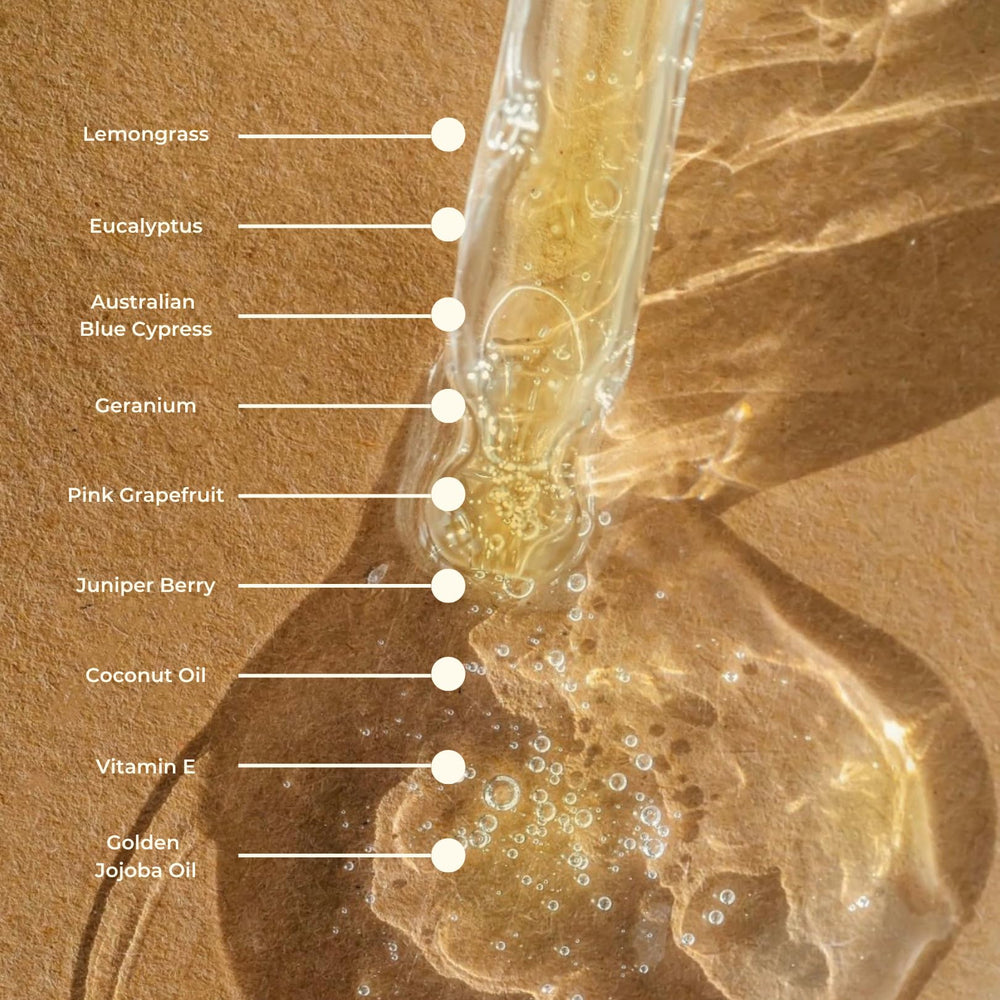 The Golden Secrets Goddess Shaping Oil features natural ingredients list on bottle