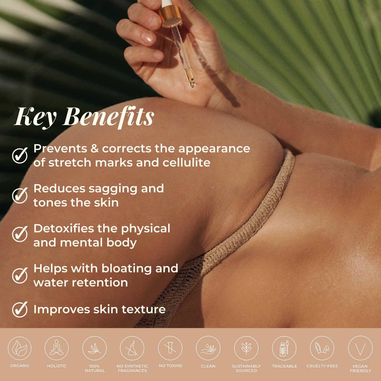 The Golden Secrets Goddess Shaping Oil packaging close-up reveals elegant design