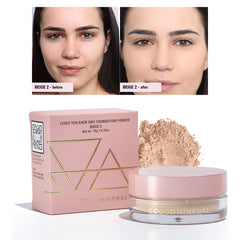 Close-up of a light, natural finish blending into the complexion