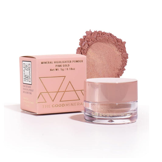 The Good Mineral Mineral Gold Highlighter Pink Gold: rosy glow for a soft radiance