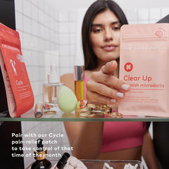 The Good Patch Clear Up patch worn overnight for discreet blemish care