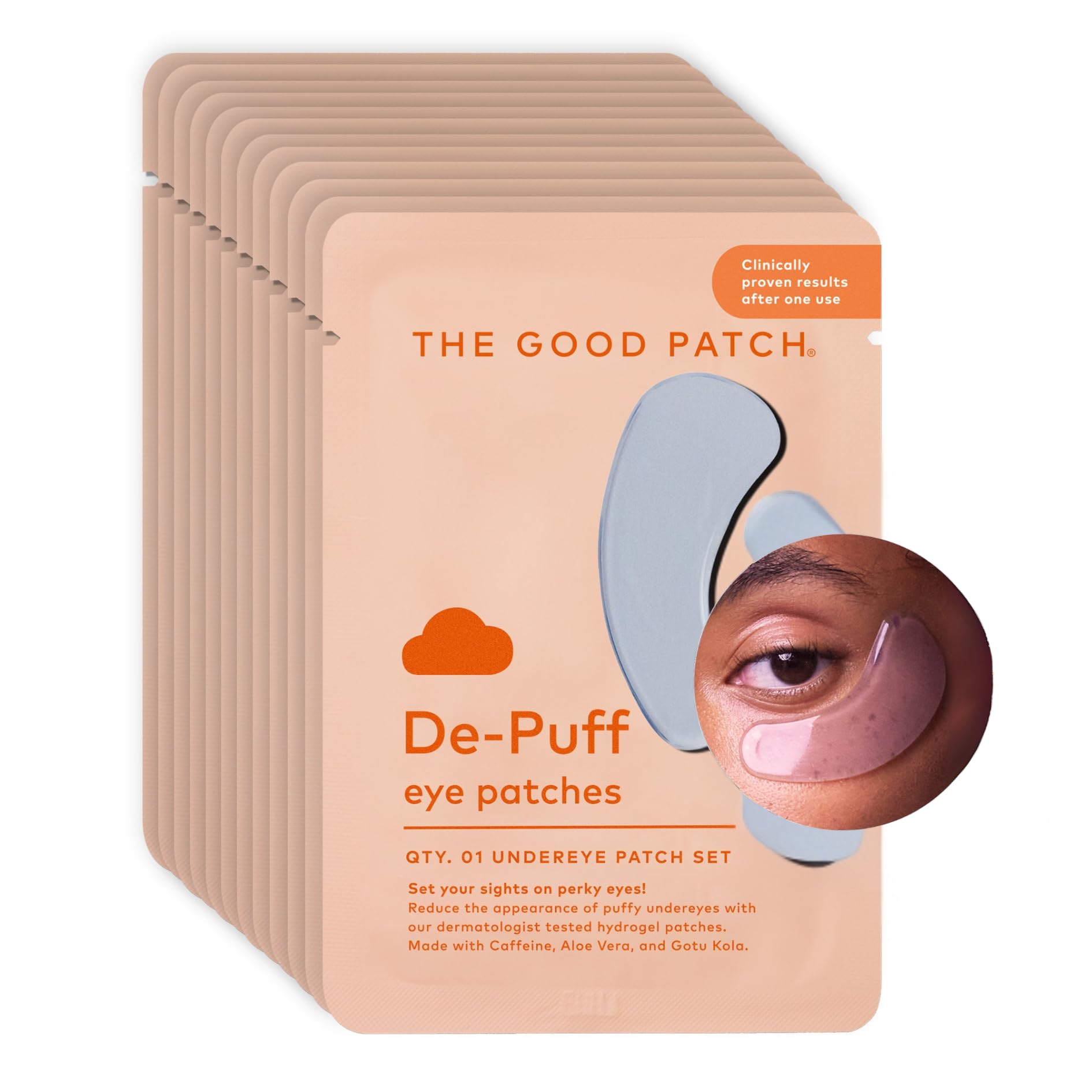 The Good Patch de-puff under-eye patches individually wrapped for on-the-go use.
