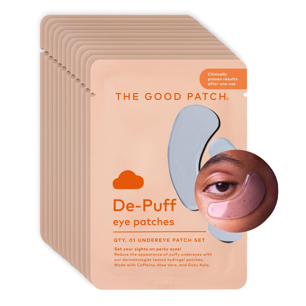 The Good Patch de-puff under-eye patches individually wrapped for on-the-go use.
