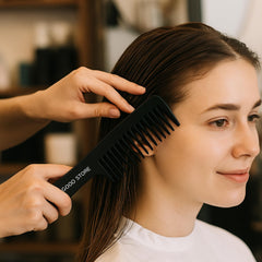 The Good Store Leaf Flower Phyto-Molecular Oil on hair adds silky shine.