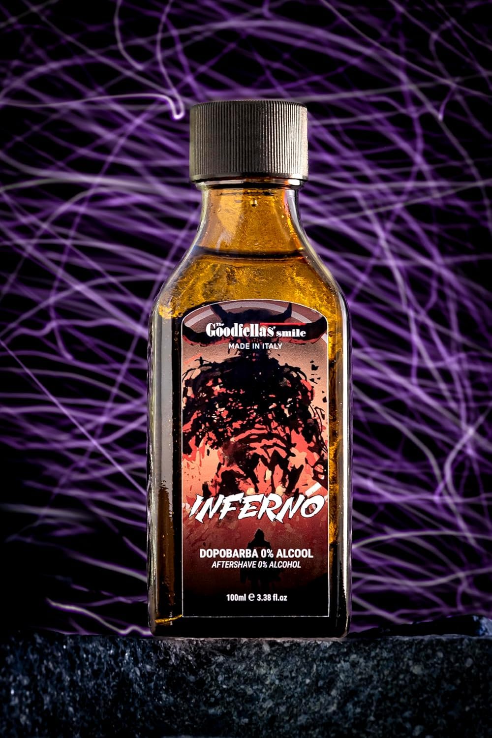 The Goodfellas' Smile Inferno label highlights Italian craftsmanship and all-day fragrance.