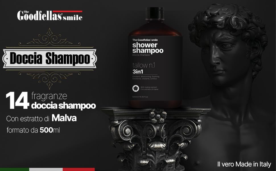 The Goodfellas' Smile Tallow N.1 body-wash-rinse image emphasizes easy post-workout cleanse