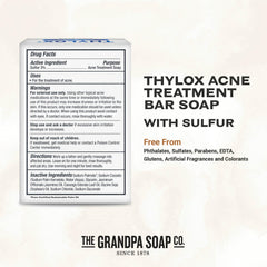 The Grandpa Soap Co Thylox bar closeup highlights smooth texture and pale sulfur tint.
