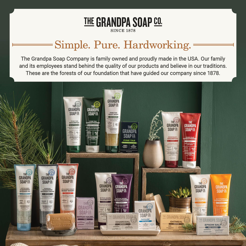 The Grandpa Soap Company clarifying witch hazel conditioner lavender flowers scene, natural scent