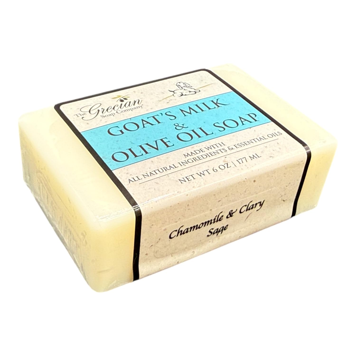 The Grecian Soap Company close-up of soap bar with luxurious lather and natural ingredients