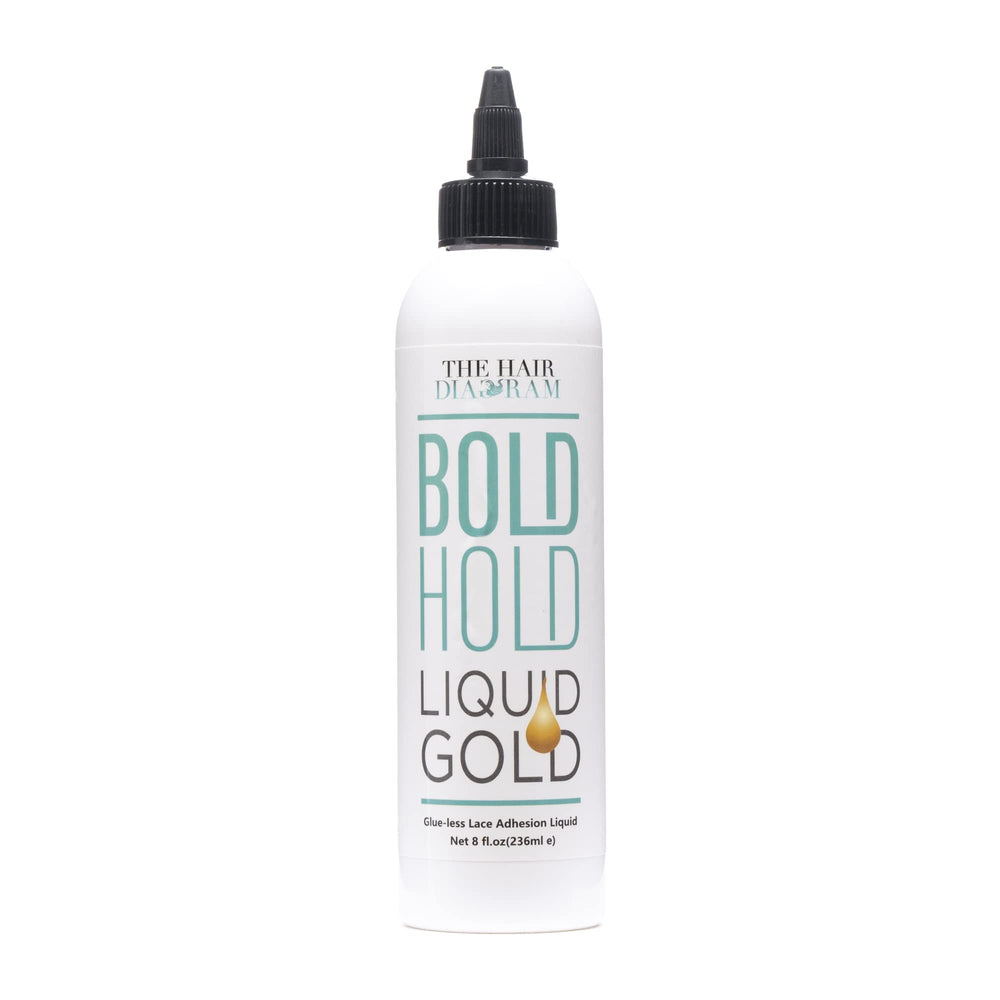 The Hair Diagram Bold Hold Liquid Gold bottle for temporary lace hold.