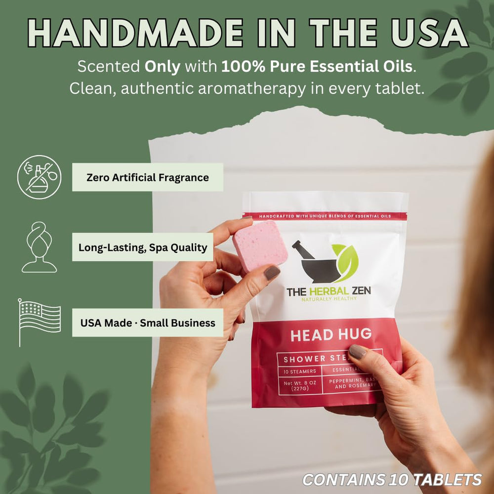The Herbal Zen in-shower-use scene shows a convenient daily ritual.