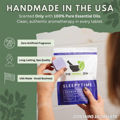 The Herbal Zen Lavender Shower Steamer steam release suggests a tranquil, spa-like ritual.