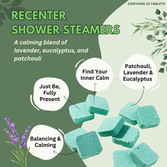 The Herbal Zen Recenter lavender shower steamer close-up highlighting calming scent
