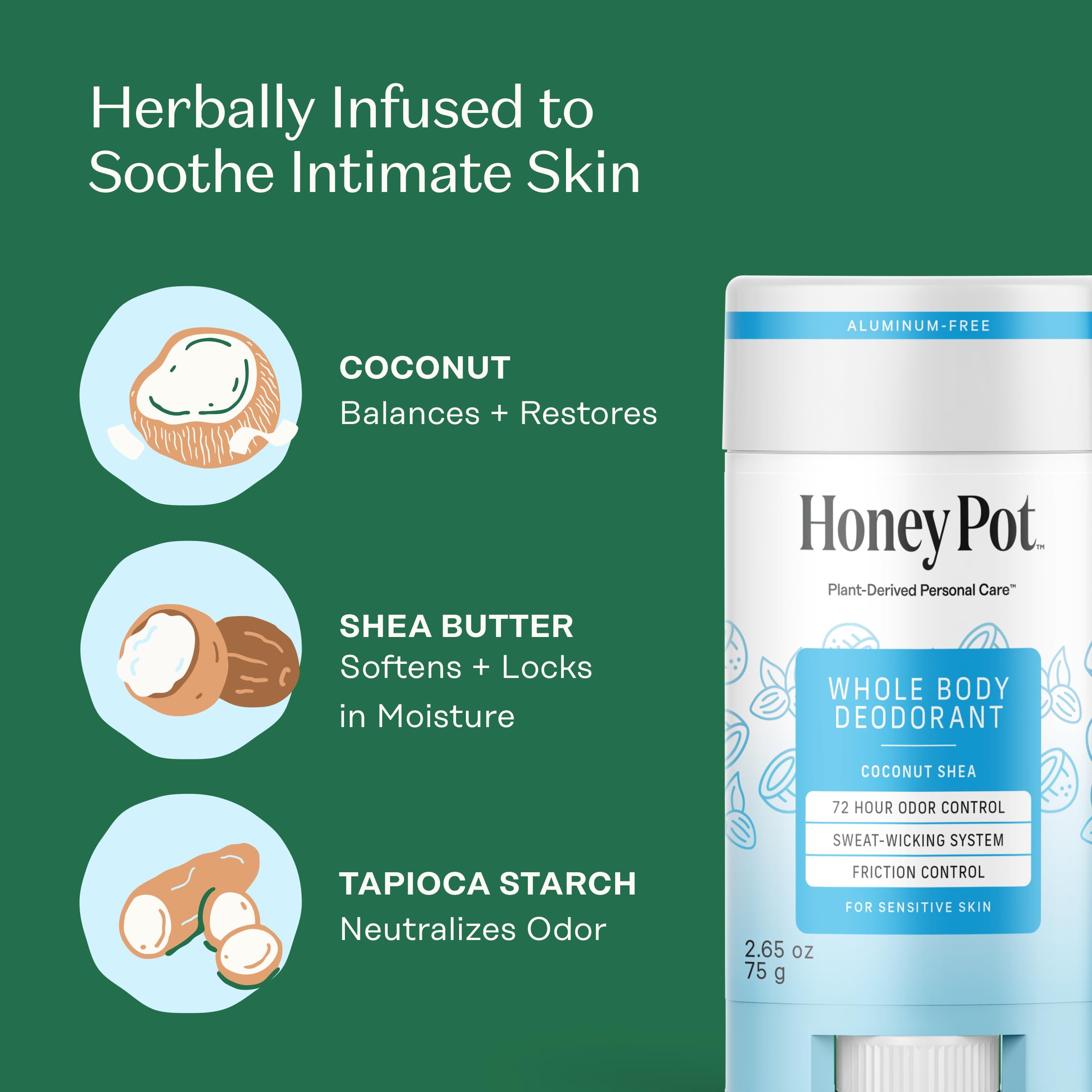 The Honey Pot Coconut Shea deodorant texture swirl captures creamy formula