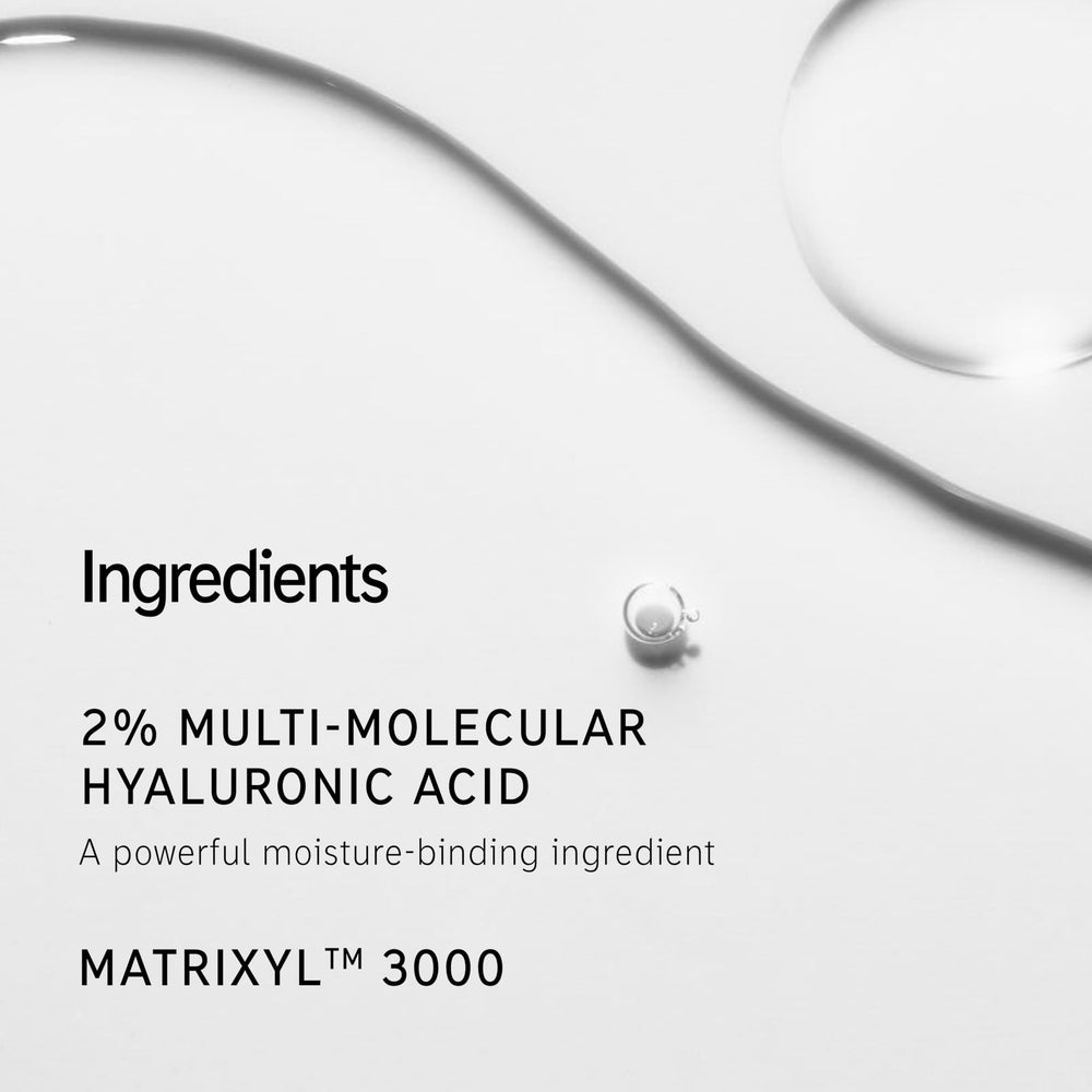 The INKEY List Hyaluronic Acid Serum Duo dropper dispensing a small amount for damp-skin use