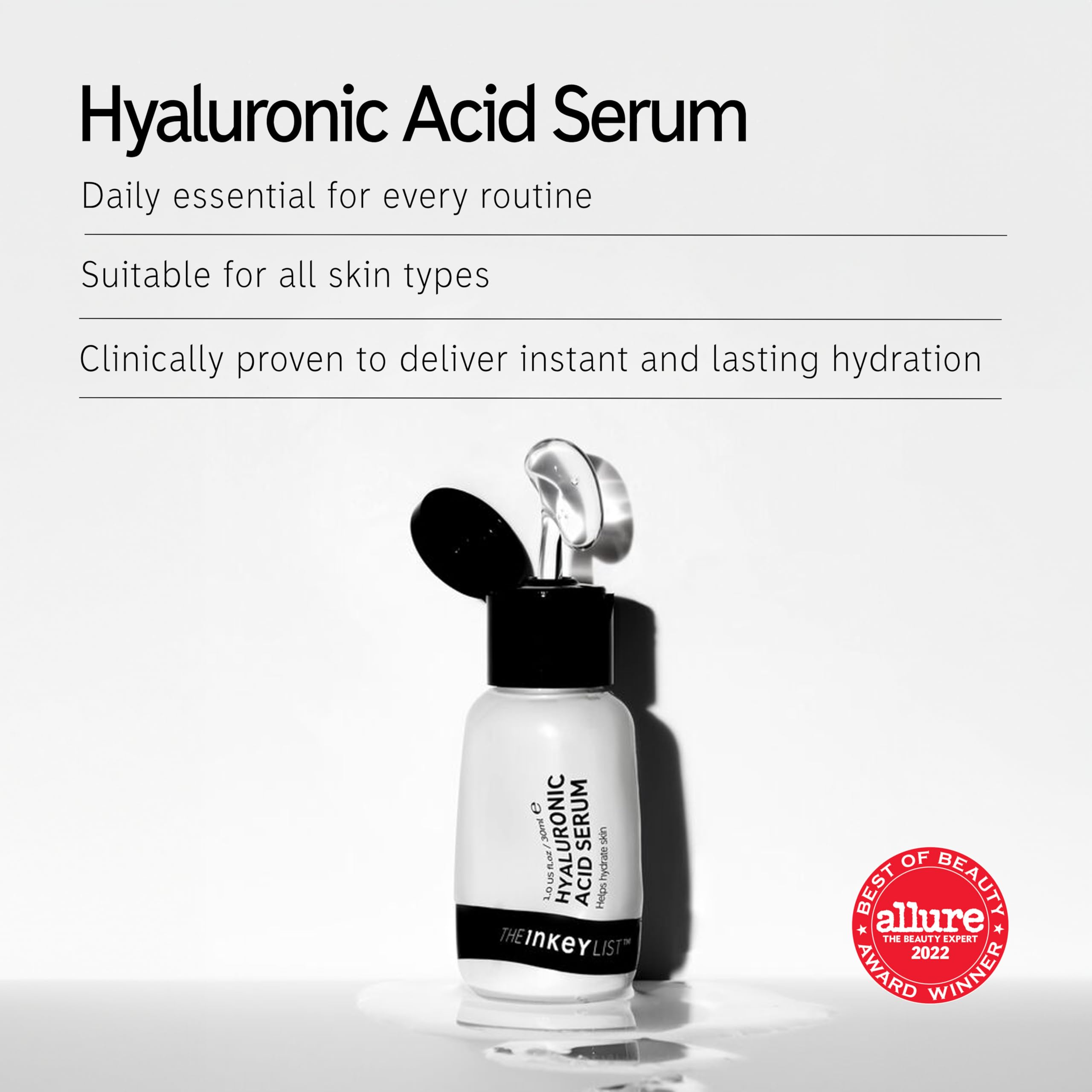 The INKEY List Hyaluronic Acid Serum Duo packaging close-up for at-home routine