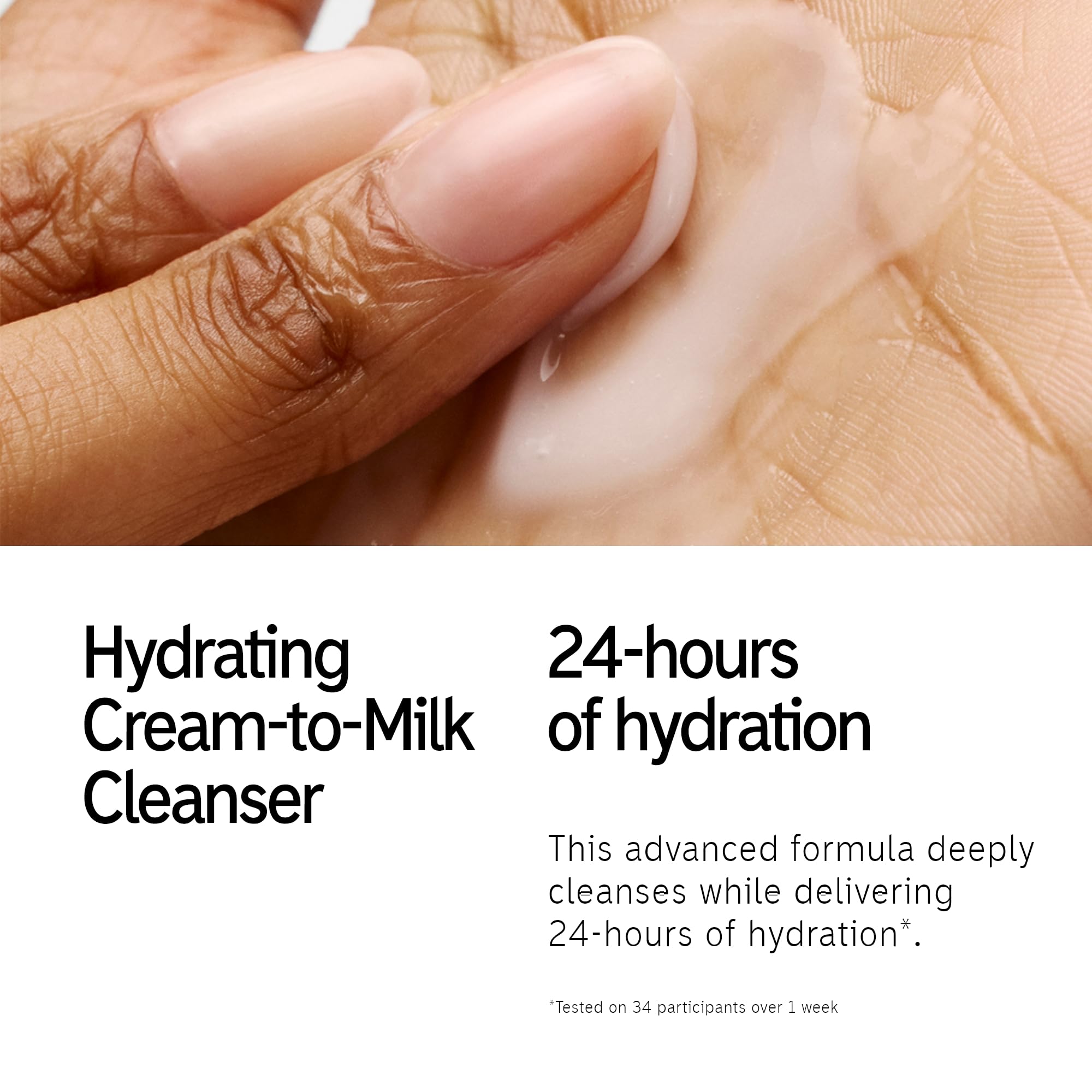 Moisturizer texture highlighting lightweight, dewy finish for skin.