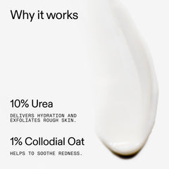 The INKEY List Urea 10% Moisturizer applying to face demonstrates pea-sized usage.