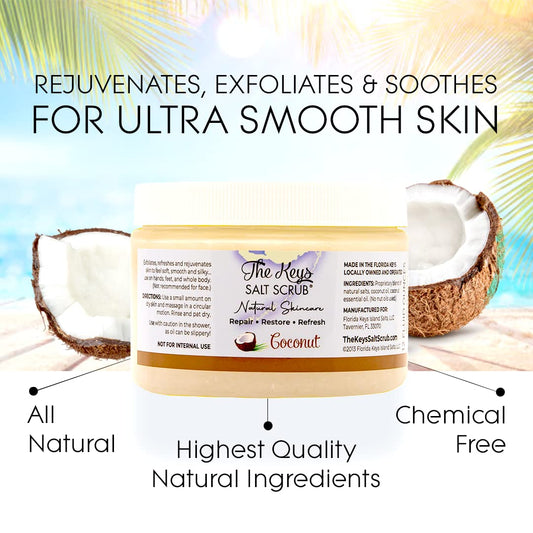 The Keys Salt Scrub hands exfoliation close-up for silky skin.