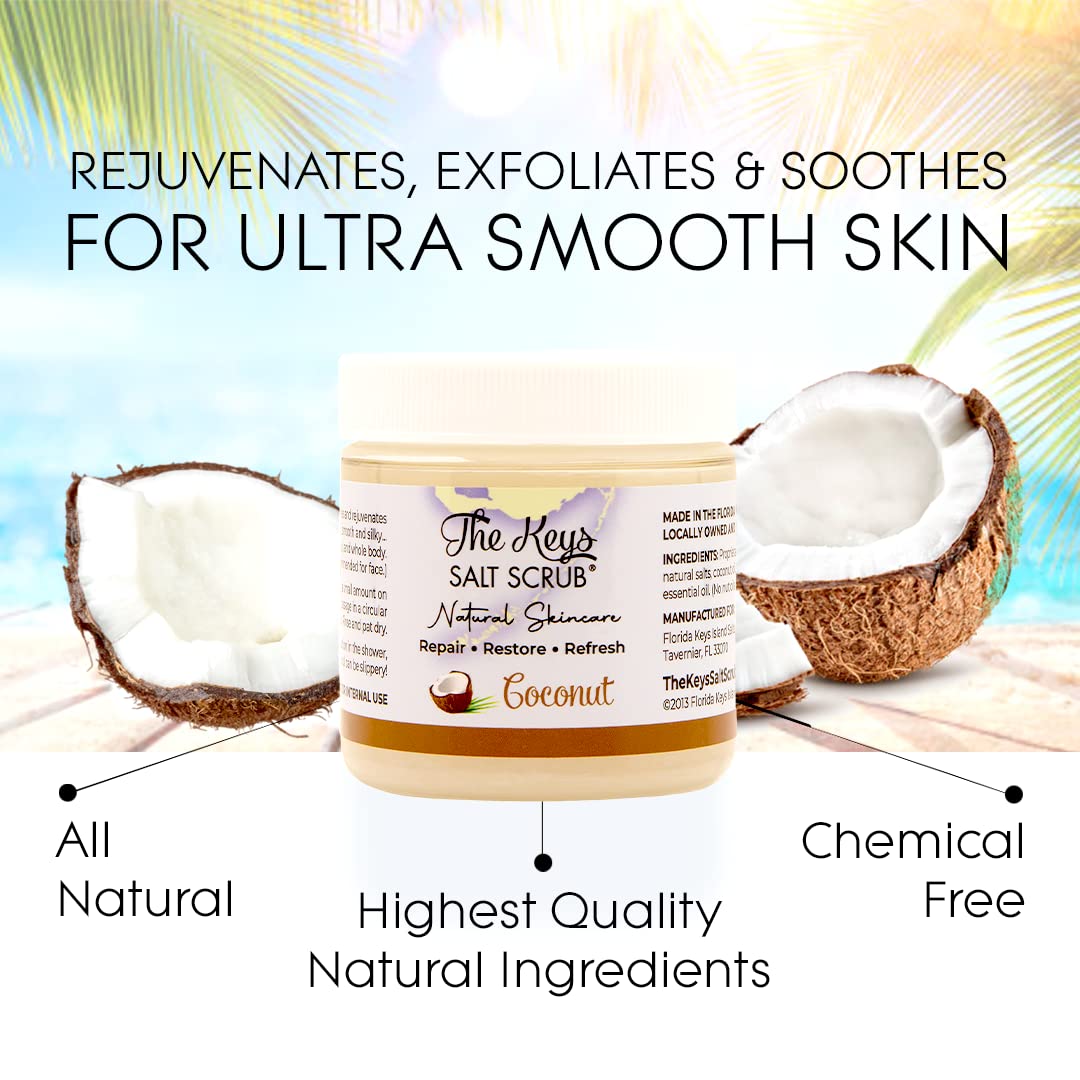 The Keys Salt Scrub wooden spoon in use for easy application.