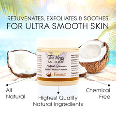 The Keys Salt Scrub wooden spoon in use for easy application.