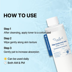 The Lab by Blanc Doux Oligo Hyaluronic Toner alcohol-free formula gentle on skin.