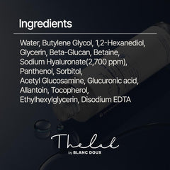The Lab by Blanc Doux Oligo Hyaluronic Toner on bathroom shelf.