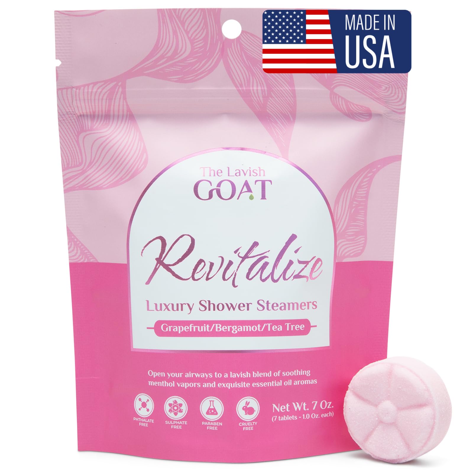 The Lavish Goat Revitalize 7-pack front view, bright citrus aroma for a refreshing start.
