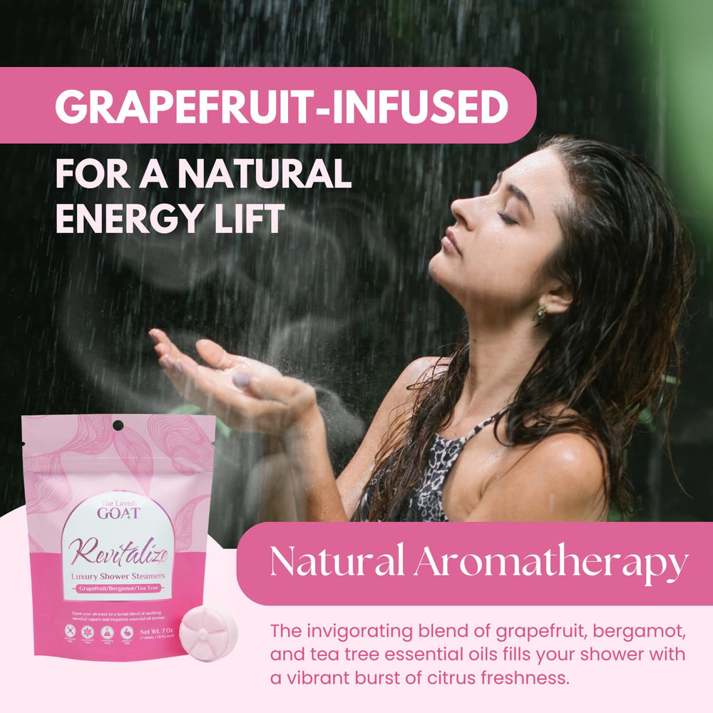 The Lavish Goat Revitalize close-up: menthol boost for a cooling shower moment.