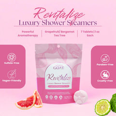 The Lavish Goat Revitalize steamers in pack, ready for your shower routine.