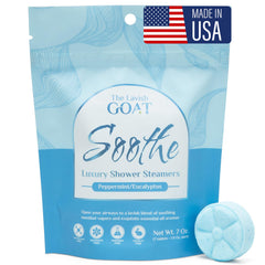 The Lavish Goat Soothe pack shot with seven steamers for a spa-like morning