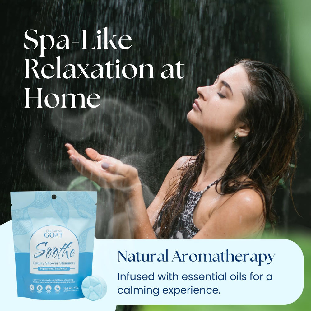 The Lavish Goat Soothe spa-like aroma diffusion creates a refreshed shower atmosphere