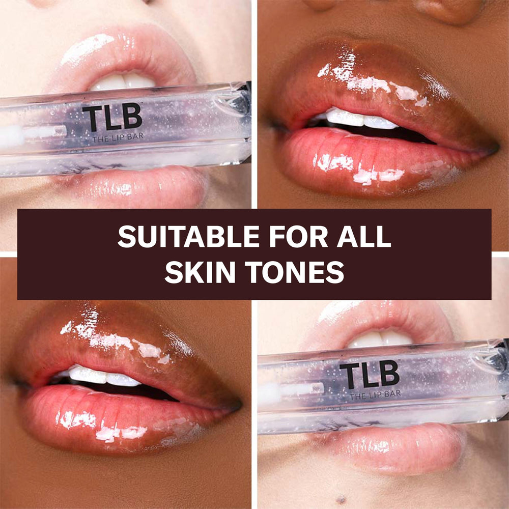 The Lip Bar clear-gloss doe-foot applicator delivers sheer color with smooth moisture.