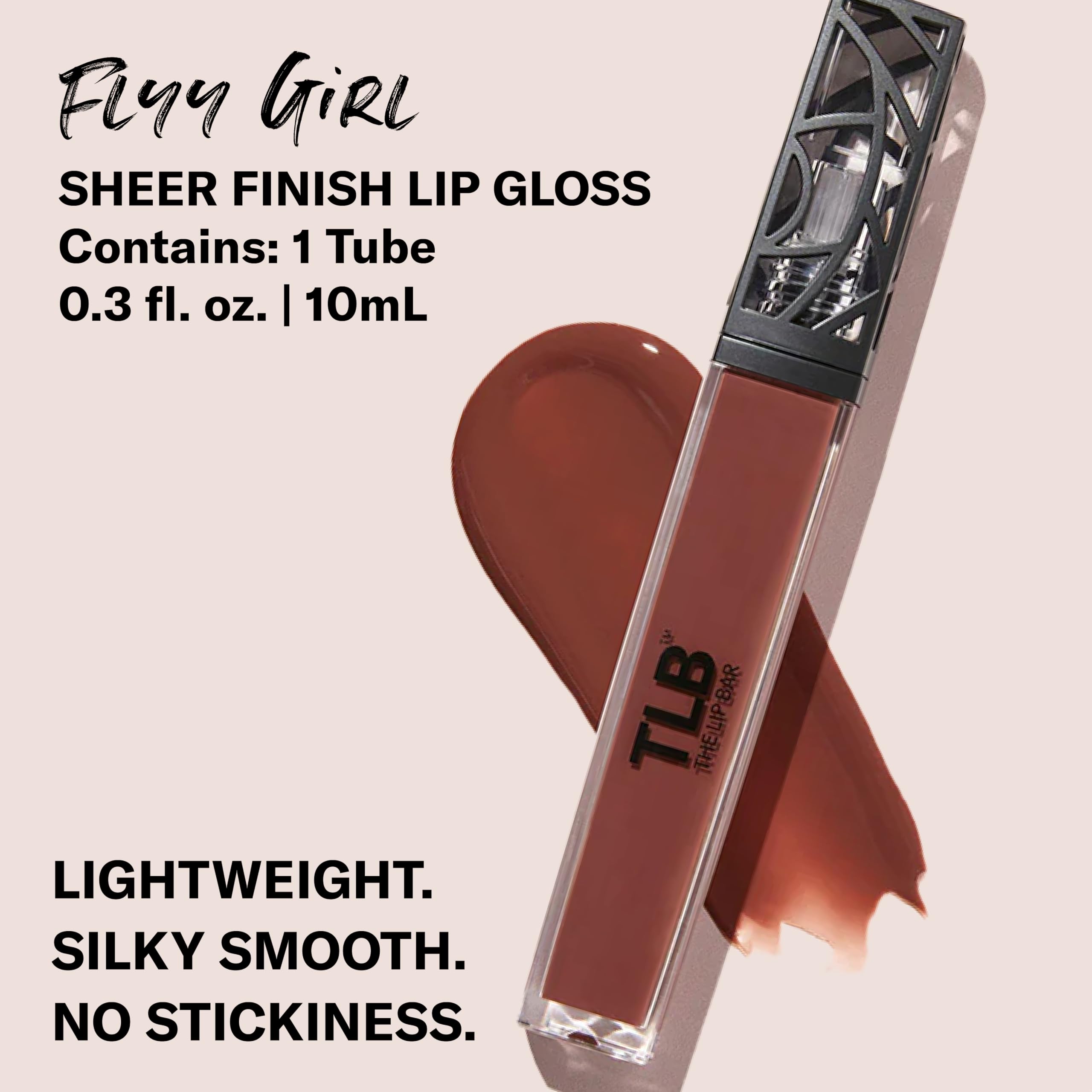 The Lip Bar Gloss Up sheer finish bottle showing non-sticky moisture and shine.