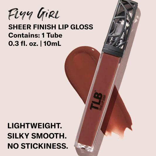 The Lip Bar Gloss Up sheer finish bottle showing non-sticky moisture and shine.