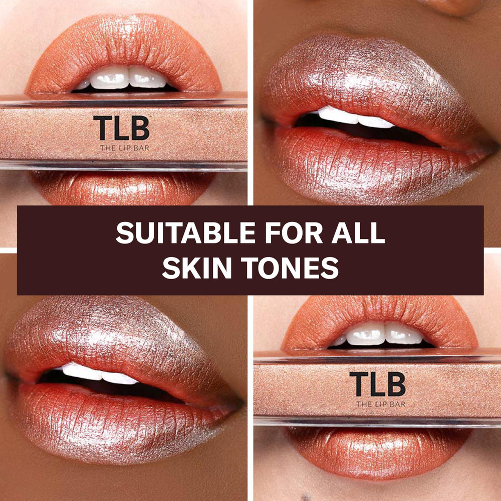 Application on lips demonstrating even, non-sticky high shine.